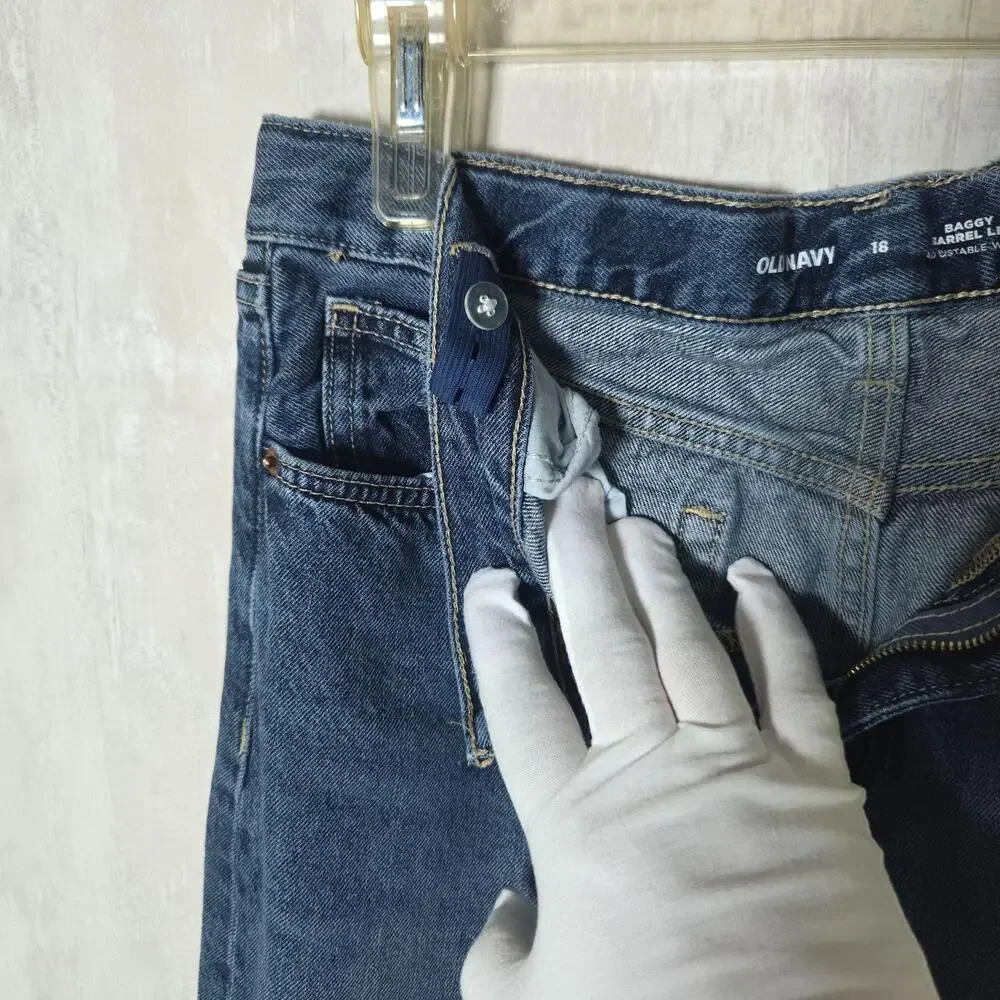 Old Navy Jeans Kids 18 Blue Baggy Barrel Leg Adjustable Waist Denim Relaxed